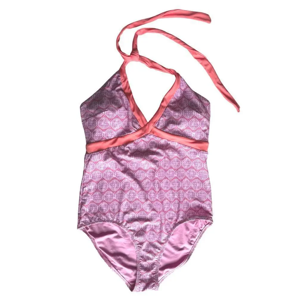 Cabana Life Provence Halter One Piece Swimsuit Womens L EUC